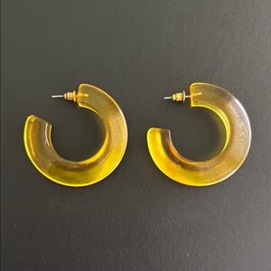 Yellow Lucite Vintage Hoop Earrings